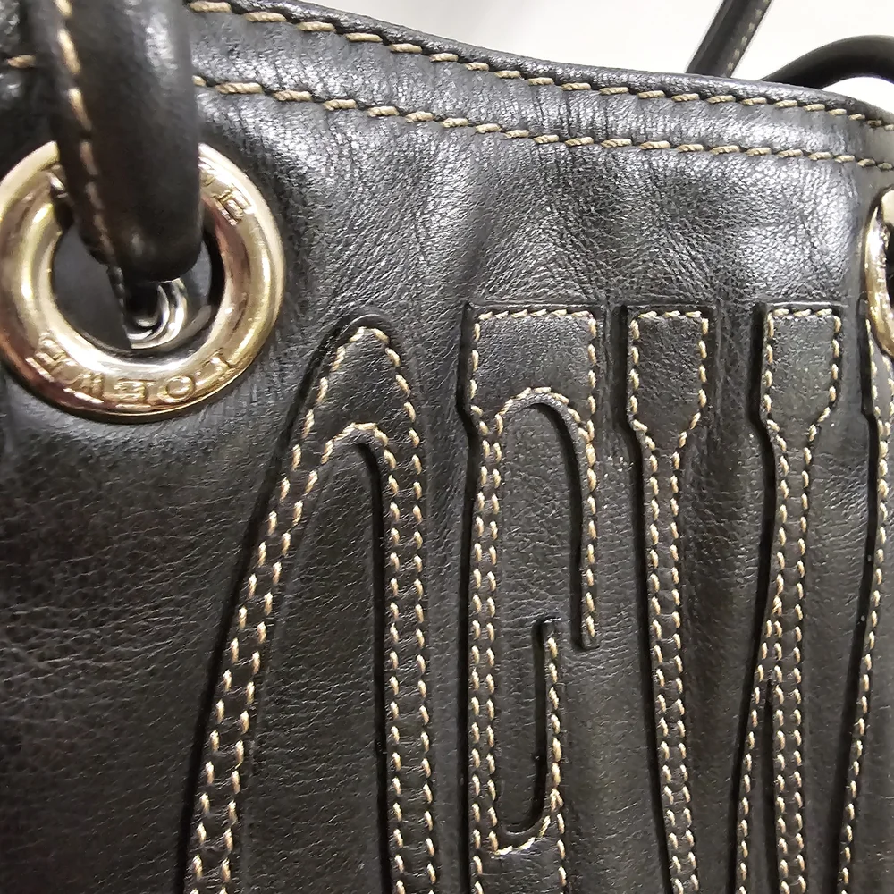 Authentic LOEWE Black Leather Stitched Anagram Logo Shopper Tote Bag (Pristine) - Picture 11 of 15